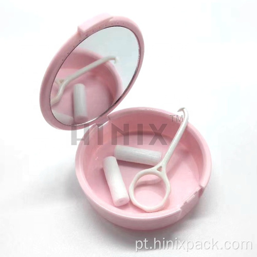Caixa de guarda -boca de forma redonda de plástico com espelho com espelho